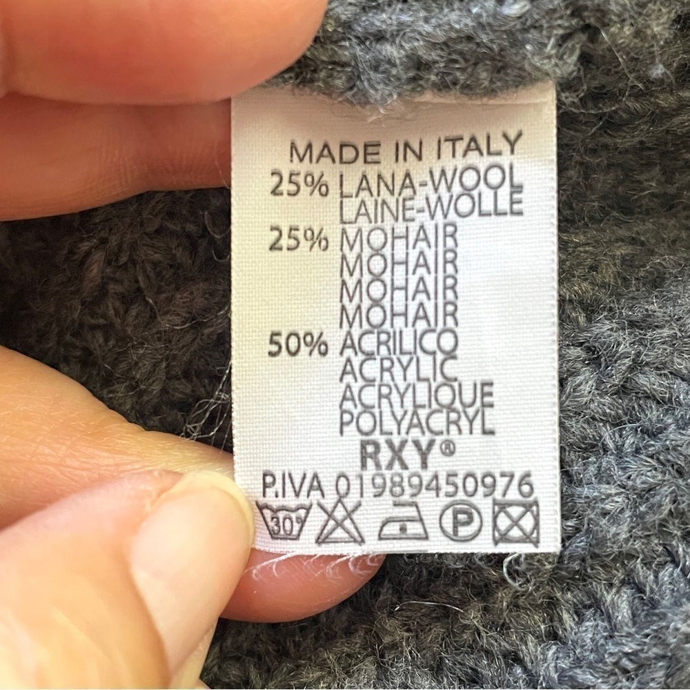 Gray Cocoon Mohair Wool Blend Cardigan Sweater Vest - S 🇮🇹 - Picture 7 of 9